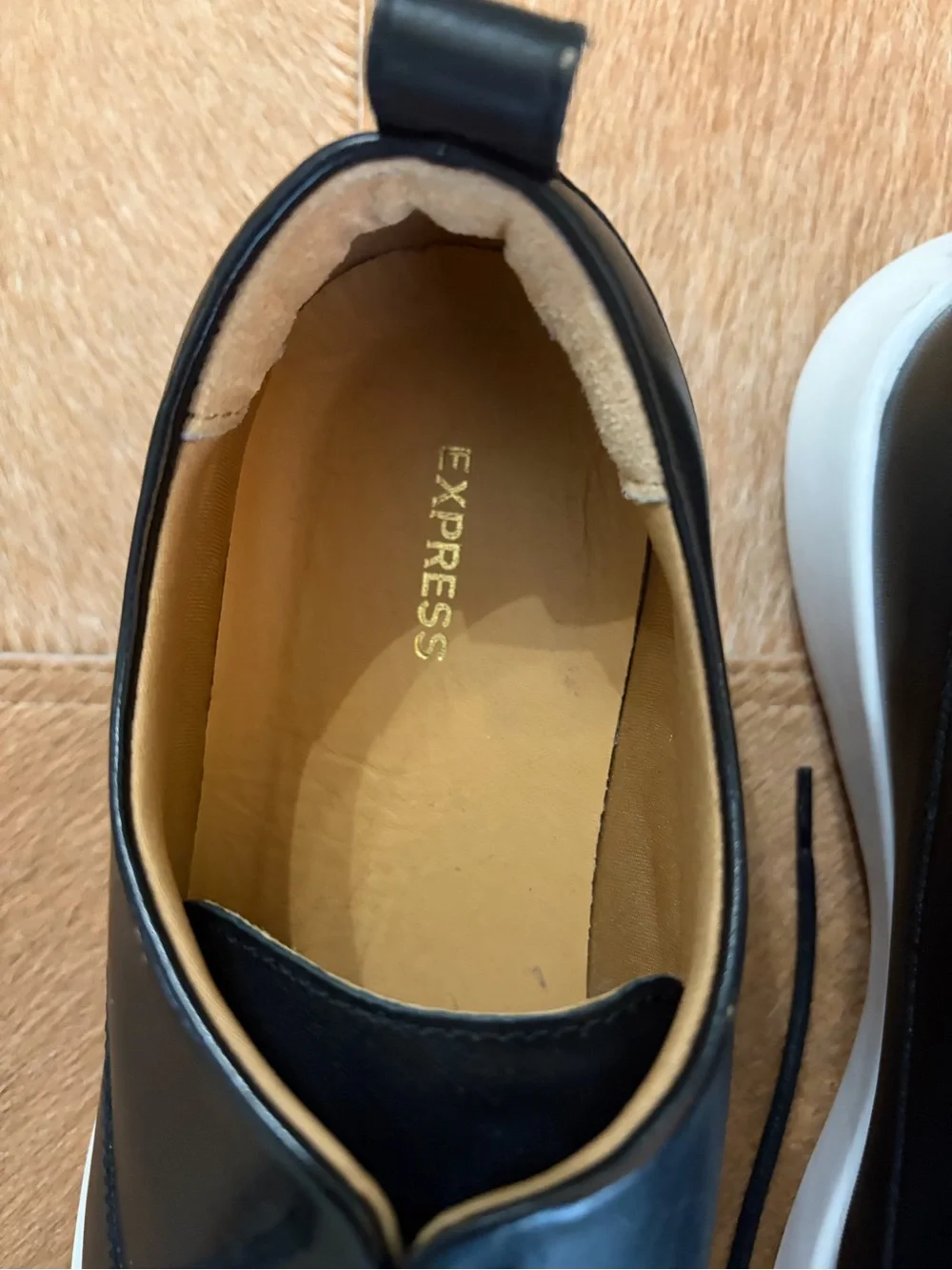 Express Black Leather Derby Shoes with White Sole
